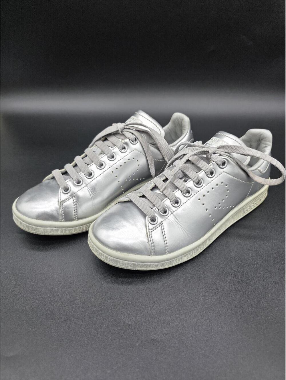 Raf Simons Stan Smith Adidas Silver Metallic AQ2643 Leather Sneakers Size 5.5